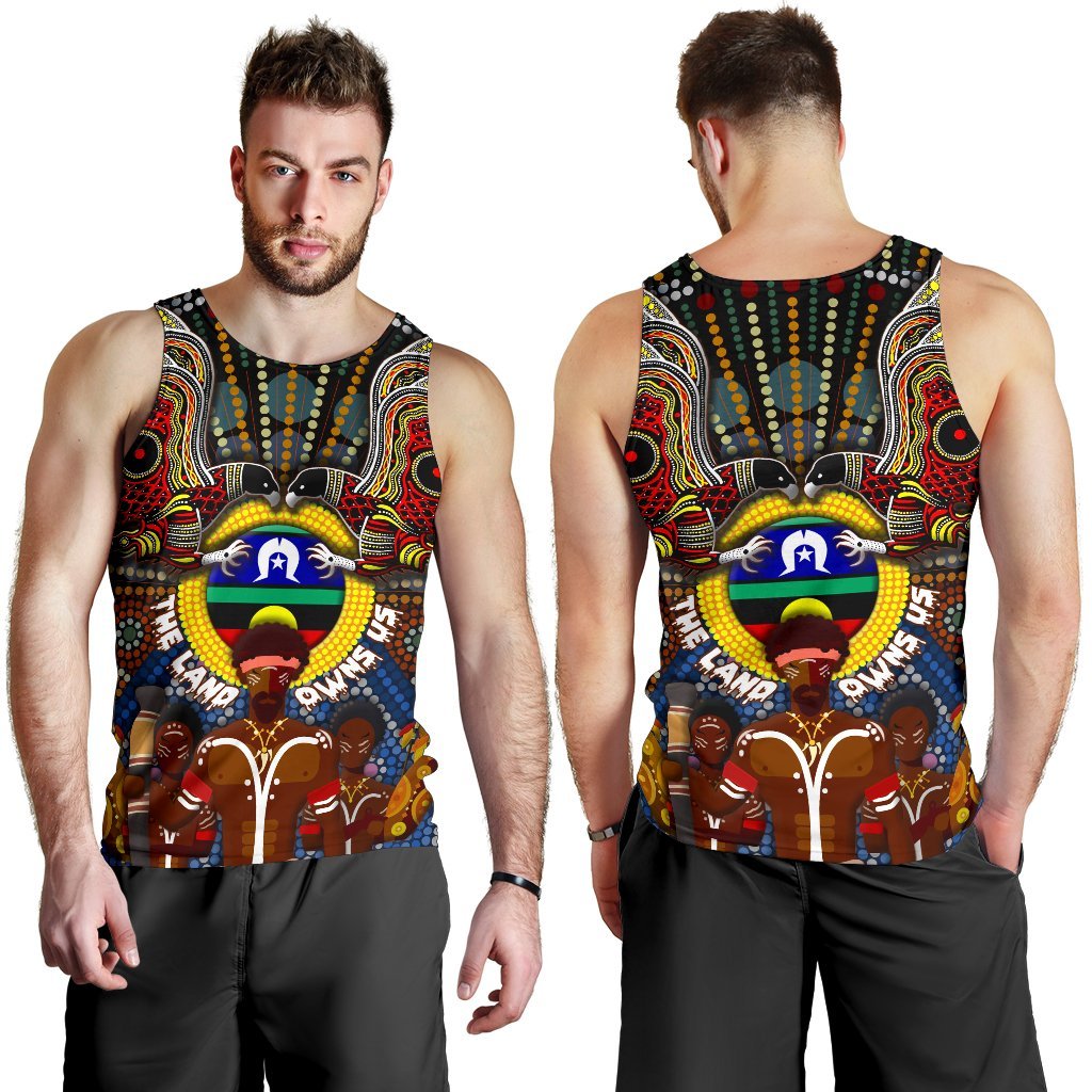 The Land Owns Us Aboriginal Men's Tank Top - Vibe Hoodie Shop