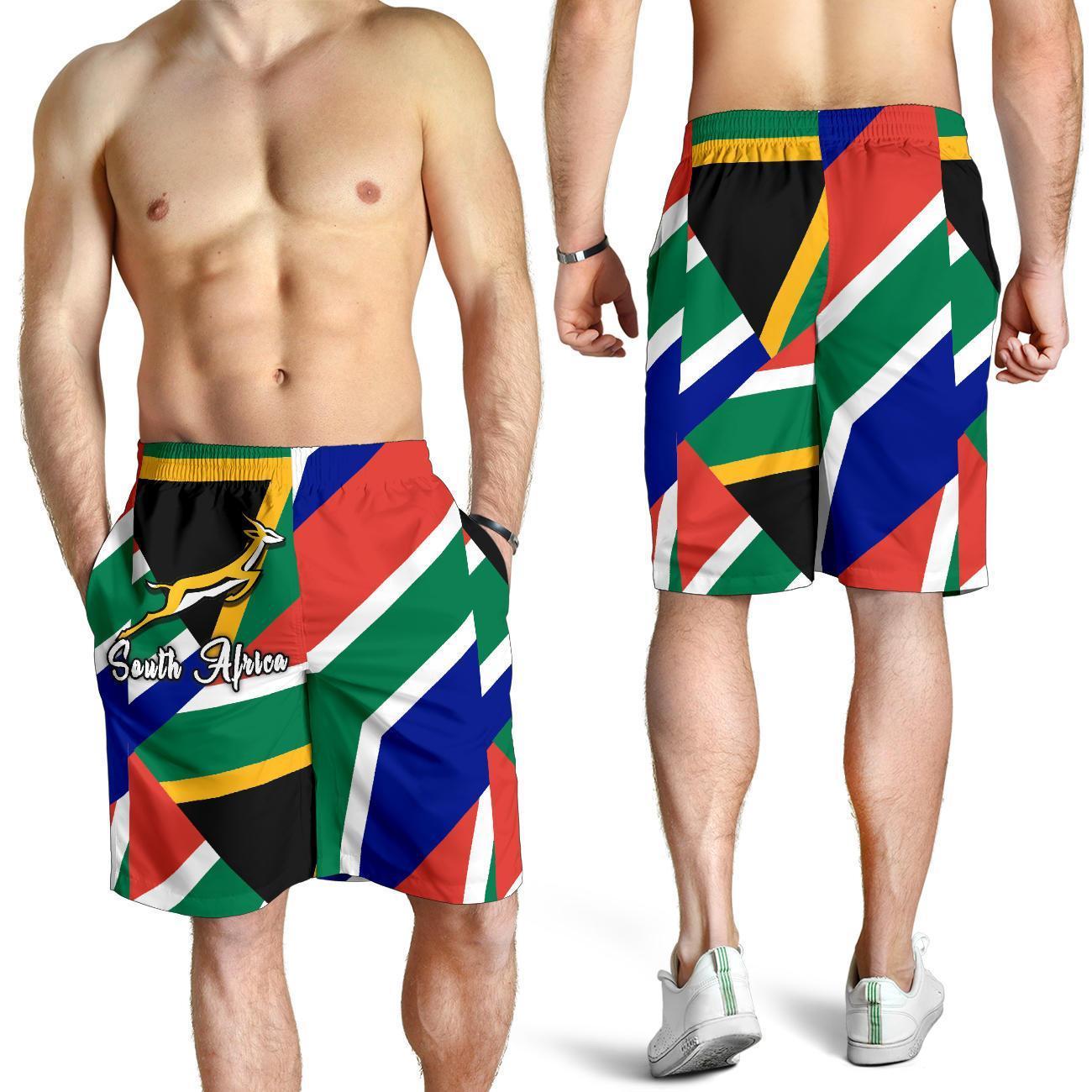 South Africa Springbok Men's Shorts Flag Patch Up Version - Vibe Hoodie Shop