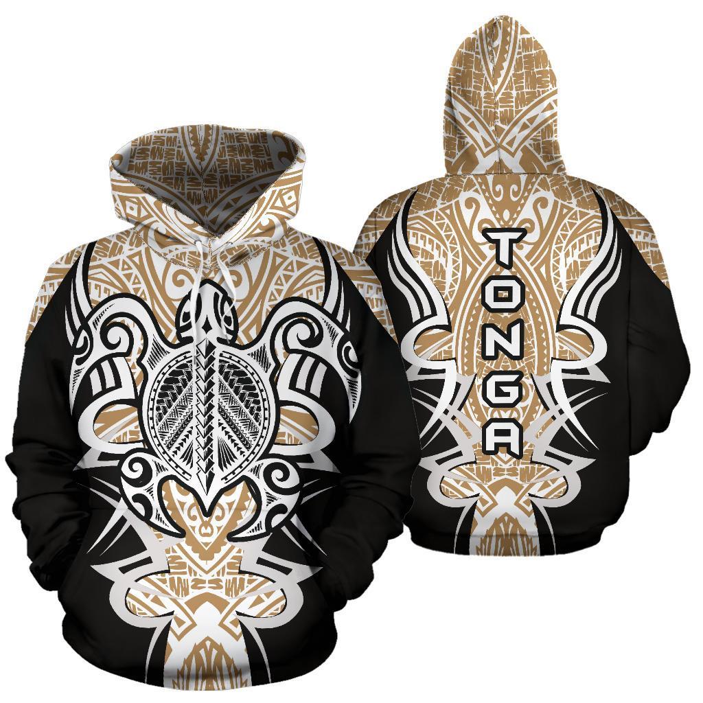 Hoodie Tonga Turtle Polynesian Gold And White - Armor Style - Vibe Hoodie Shop