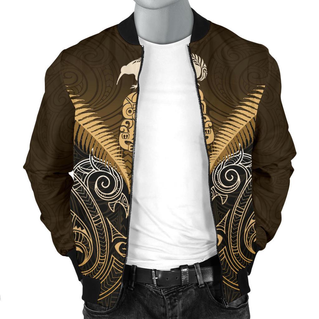 Maori Manaia New Zealand Men Bomber Jacket Gold - Vibe Hoodie Shop