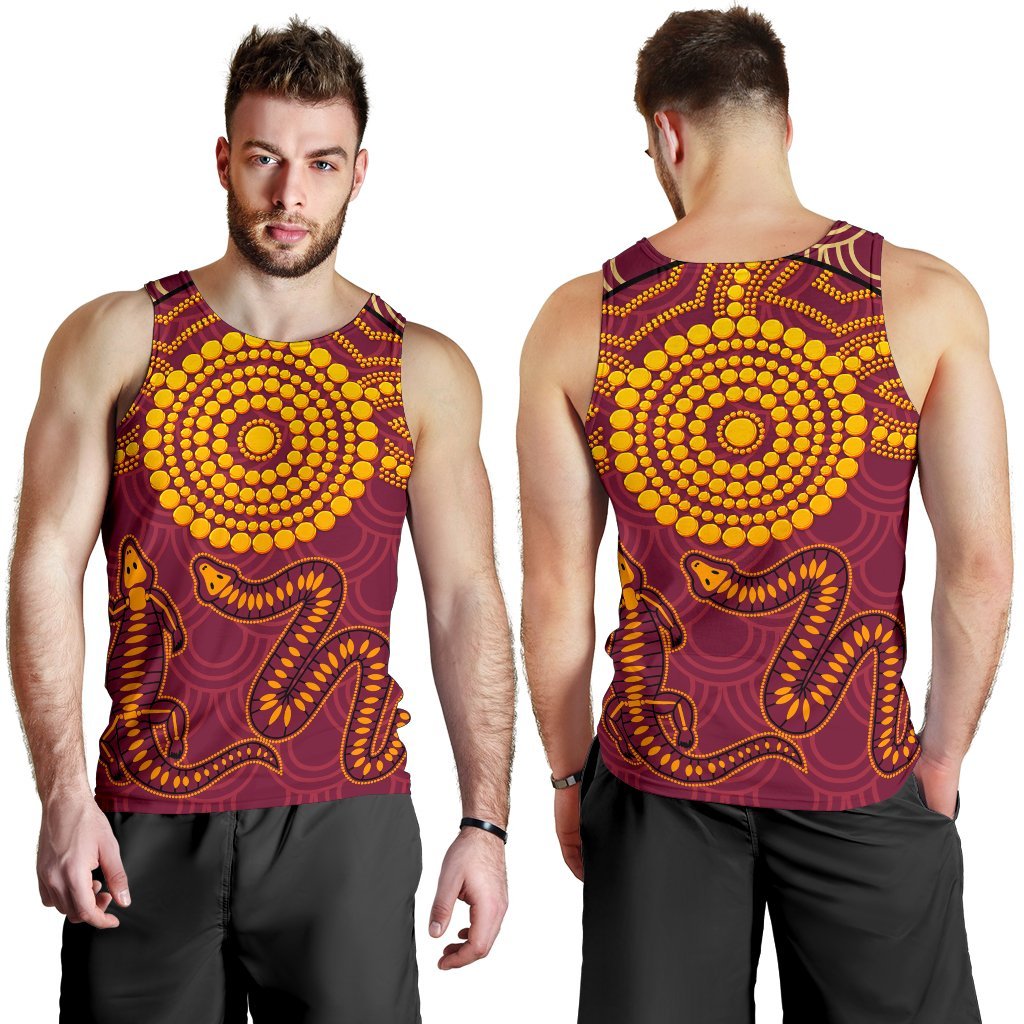 Aboriginal men's Tank Top - Aboriginal Snake And Alligator - Vibe Hoodie Shop