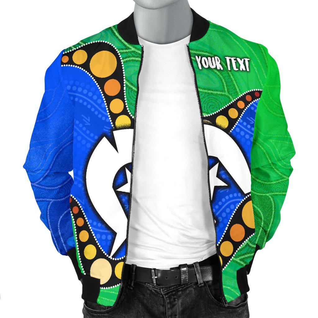 Custom Torres Strait Islands Men's Bomber Jacket - Flag with Aboriginal Patterns - Vibe Hoodie Shop