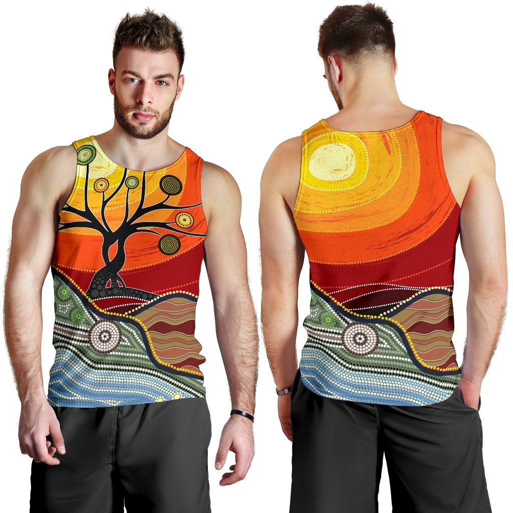 Men's Tank Top - Australian Aboriginal Tree - Vibe Hoodie Shop