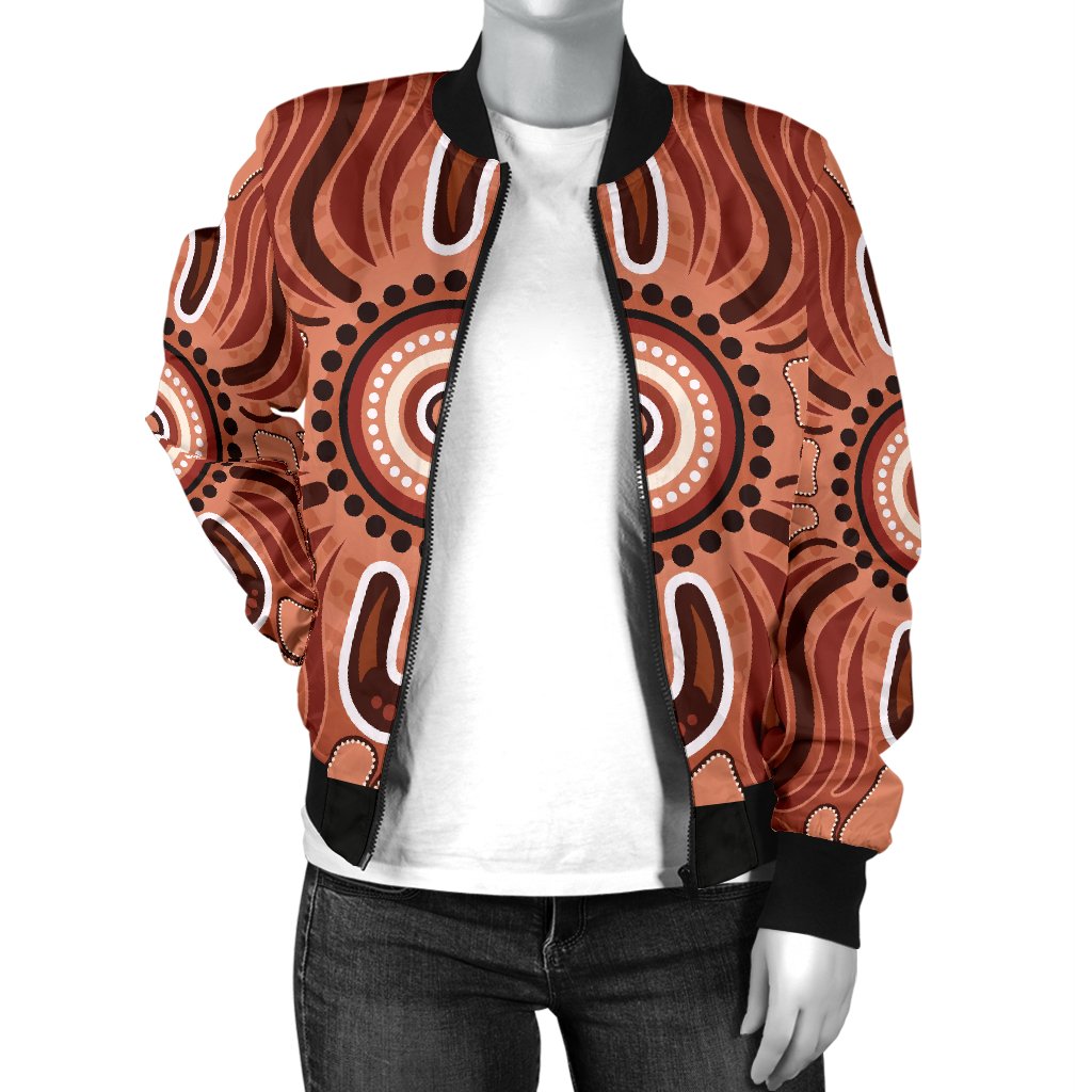Aboriginal Women's Bomber Jacket - Indigenous Art Patterns Ver02 - Vibe Hoodie Shop
