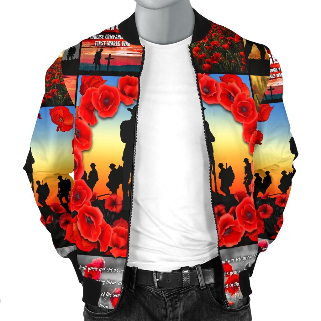 ANZAC Men's Bomber Jacket - Always Remember Australia's Soldiers - Vibe Hoodie Shop