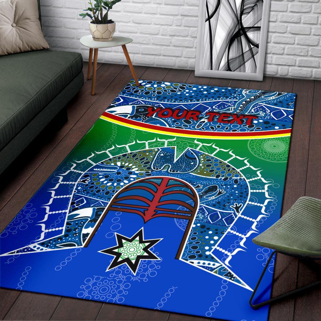 Personalised Area Rug - Torres Strait Symbol With Aboriginal Patterns - Vibe Hoodie Shop