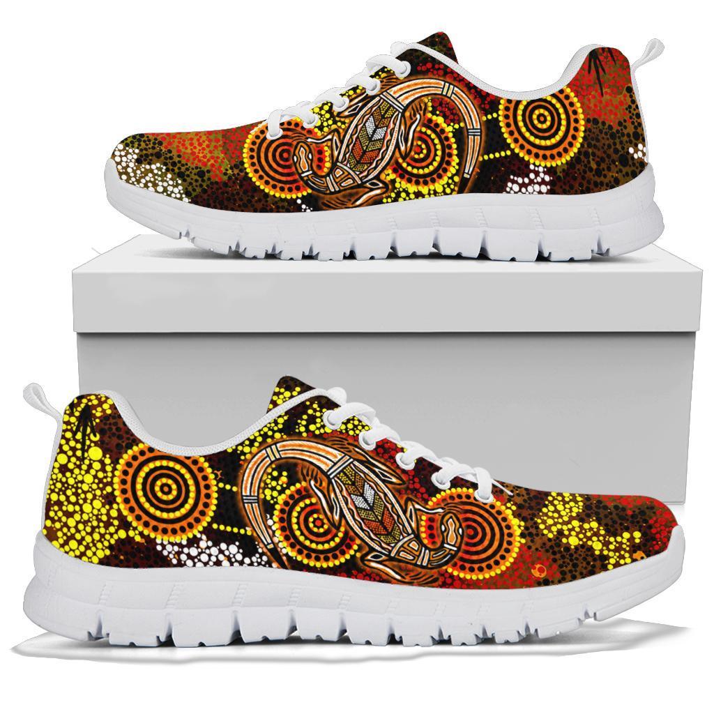 Aboriginal Sneakers, Kangaroo and Lizard Dot Painting Art - BN18 - Vibe Hoodie Shop