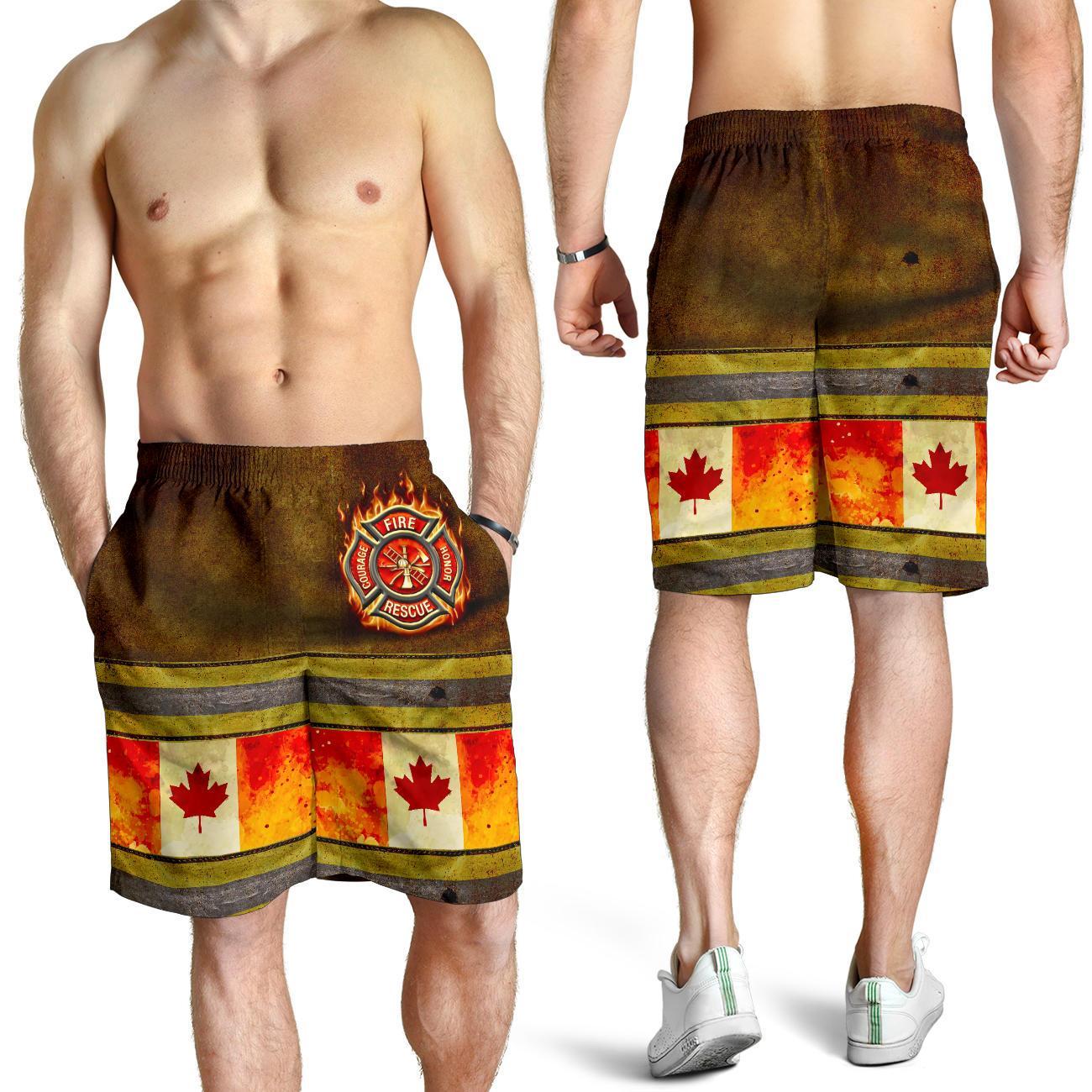 Canada Men's Short - Canadian Firefighter 3D - Vibe Hoodie Shop