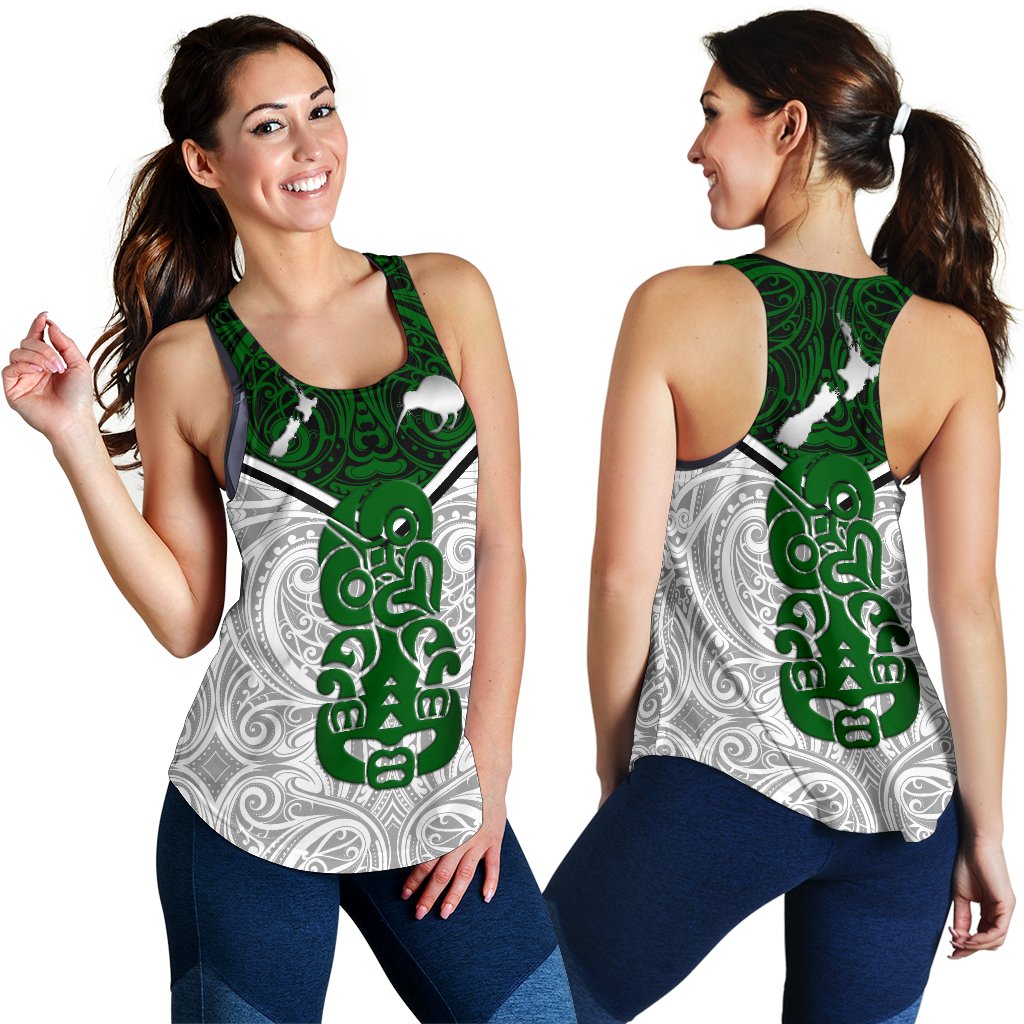 New Zealand Maori Rugby Women Racerback Tank Pride Version - White - Vibe Hoodie Shop
