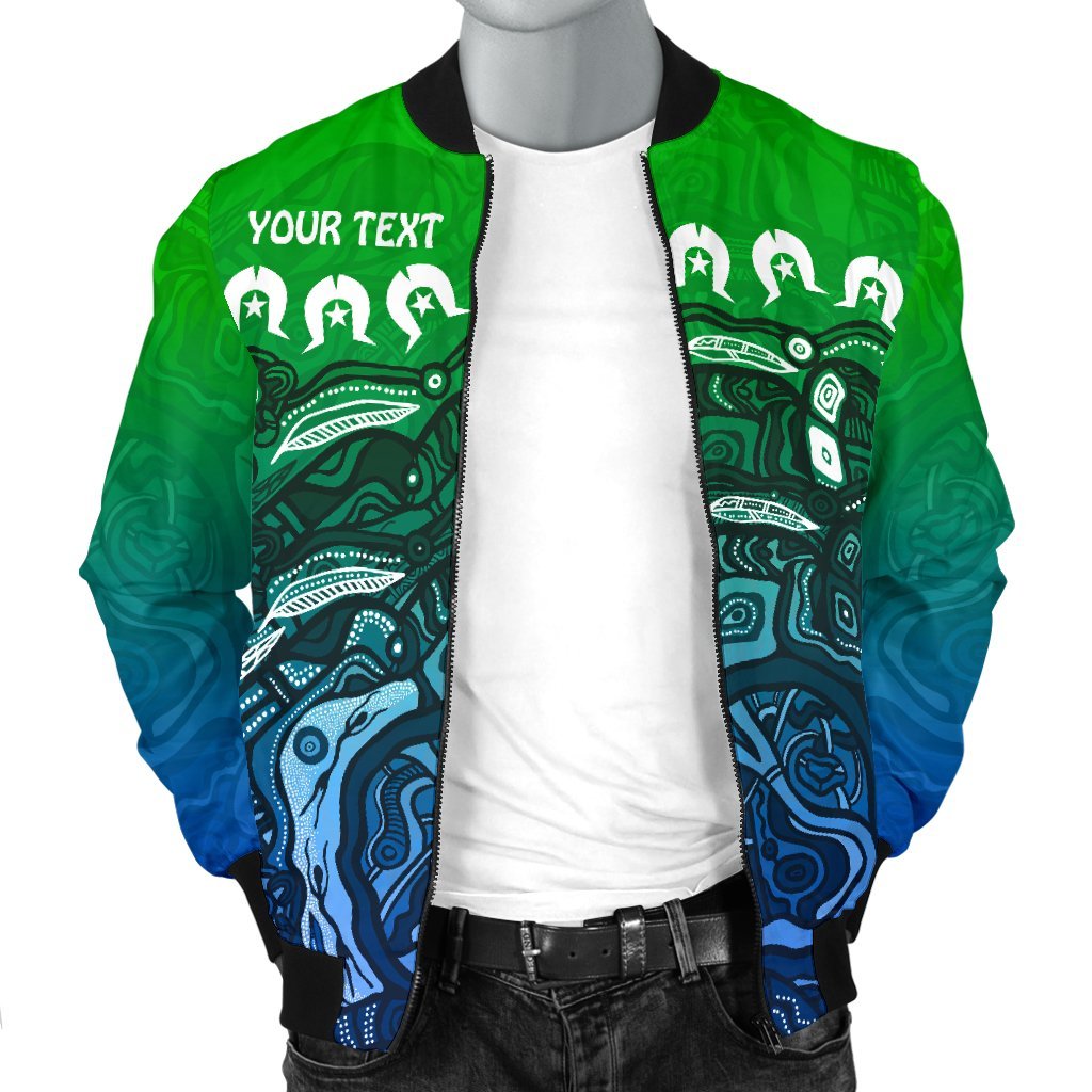 Custom Torres Strait Islands Men's Bomber Jacket - Blue - Vibe Hoodie Shop