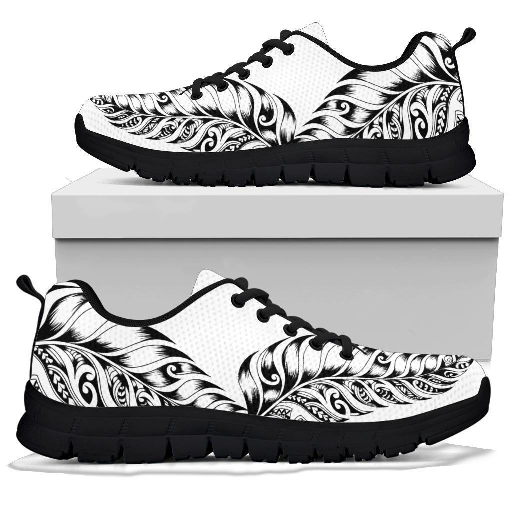 New Zealand Silver Fern Sneakers, Maori Koru Tattoo - Vibe Hoodie Shop