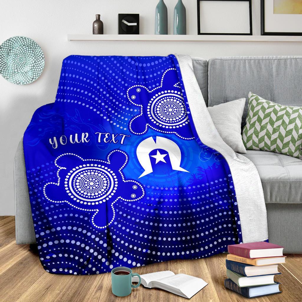 Custom Torres Strait Islanders Premium Blanket - Torres Symbol With Indigenous Turtle - Vibe Hoodie Shop