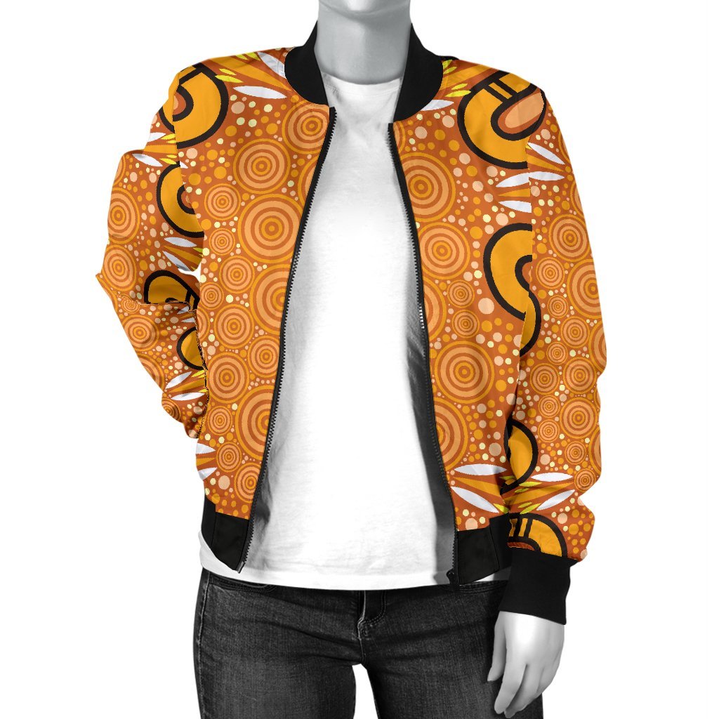 Aboriginal Women's Bomber Jacket - Indigenous Art Patterns Ver03 - Vibe Hoodie Shop