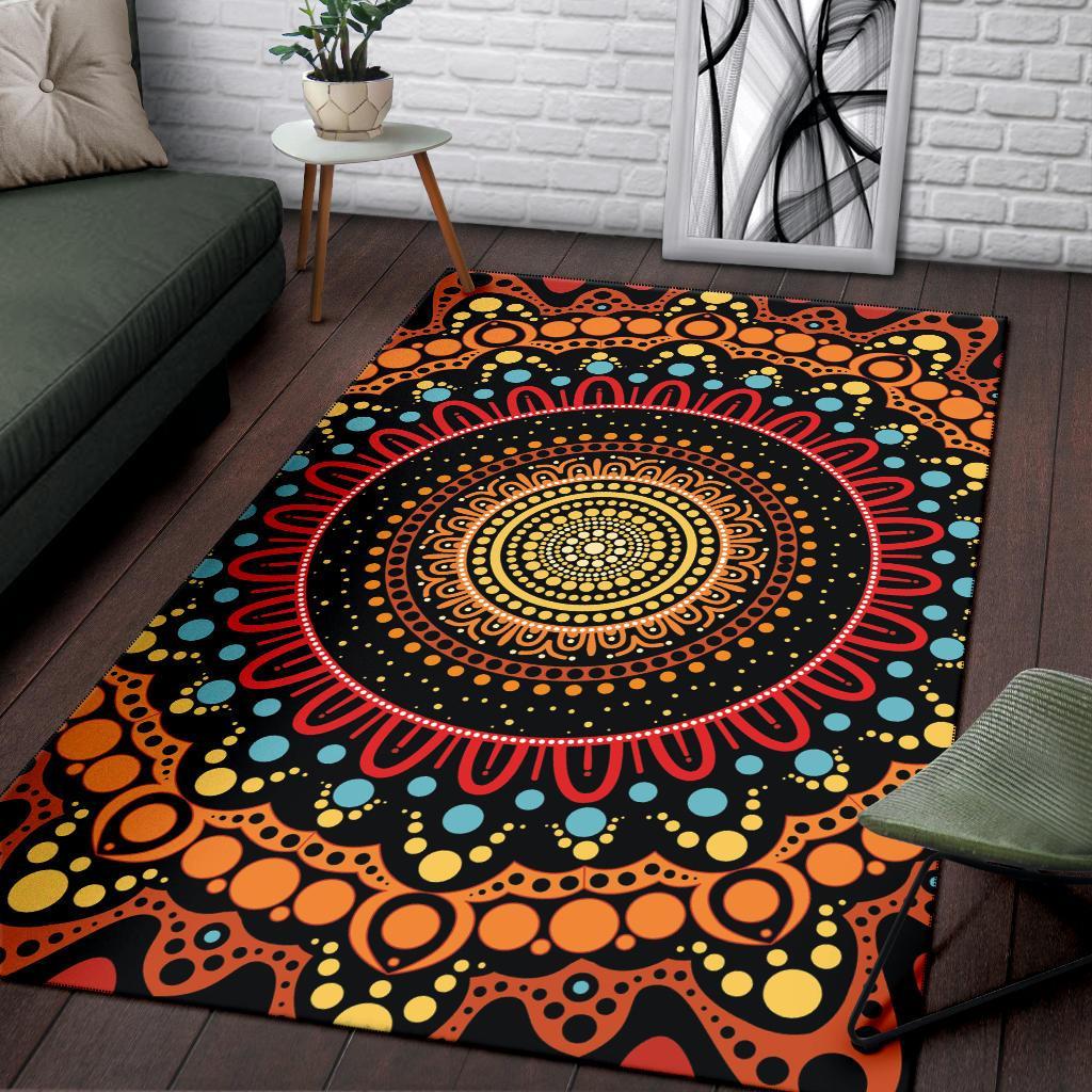 Area Rug - Aboriginal Style Of Dot Painting - Vibe Hoodie Shop