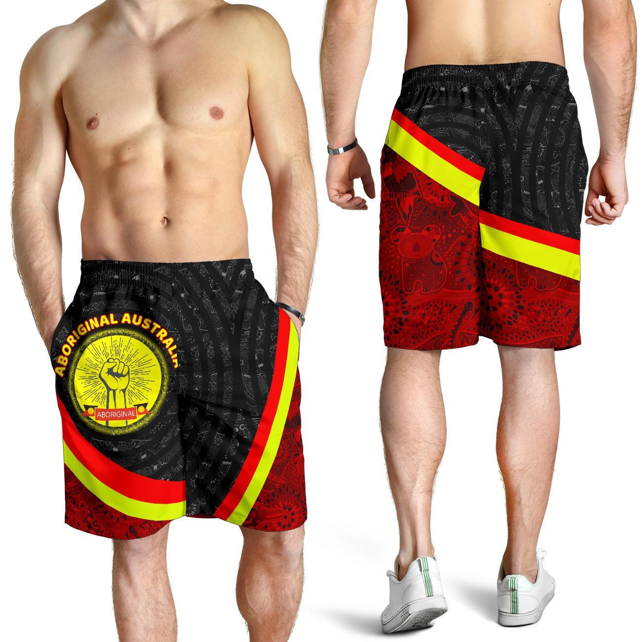 Shorts Mens - Aboriginal Flag And Animals Pattern - Vibe Hoodie Shop