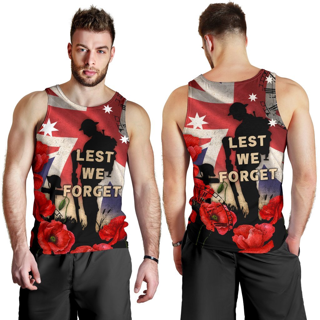 ANZAC Men's Tank Top - A Day We Will Never Forget - Vibe Hoodie Shop