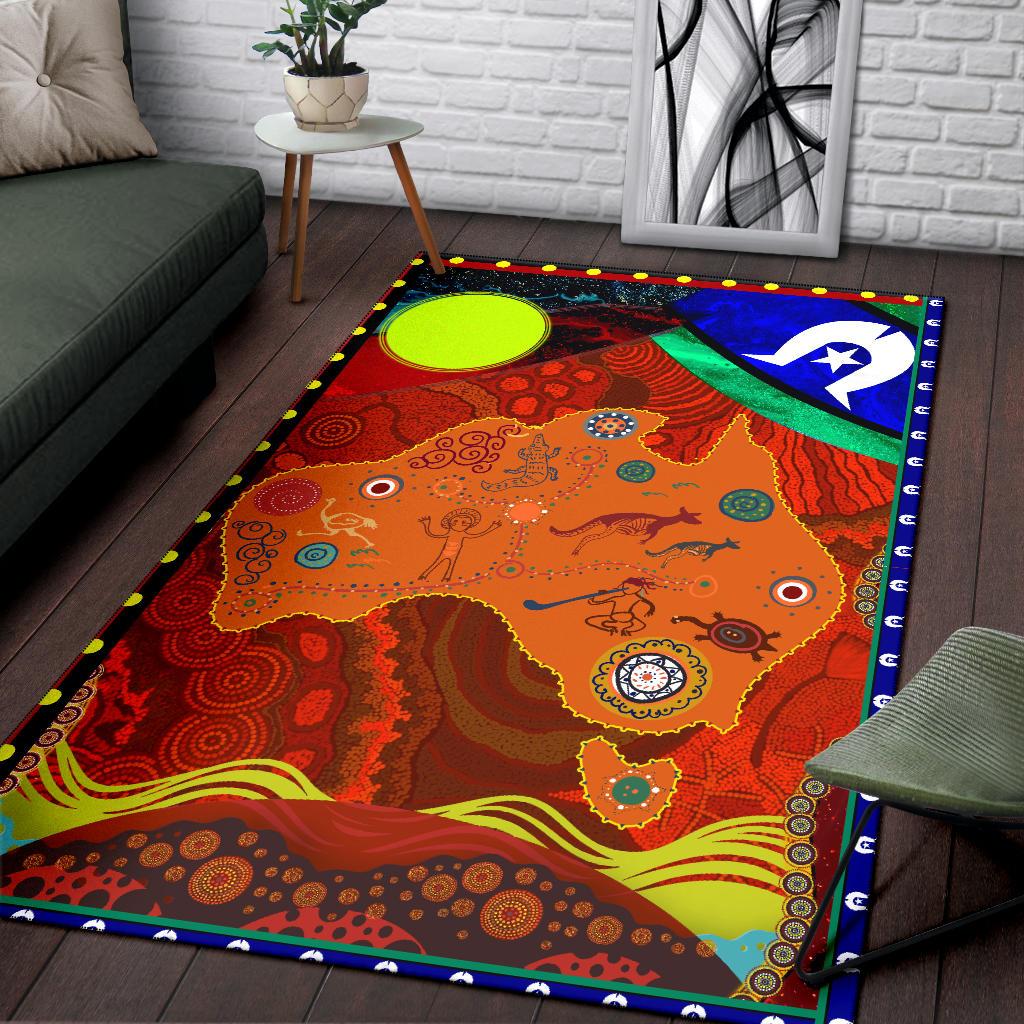 Area Rug - Australia Map Aboriginal Patterns - Vibe Hoodie Shop