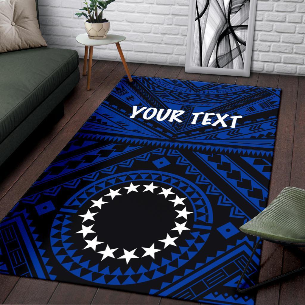 Cook Islands Personalised Area Rug Seal With Polynesian Tattoo Style (Blue) - Vibe Hoodie Shop