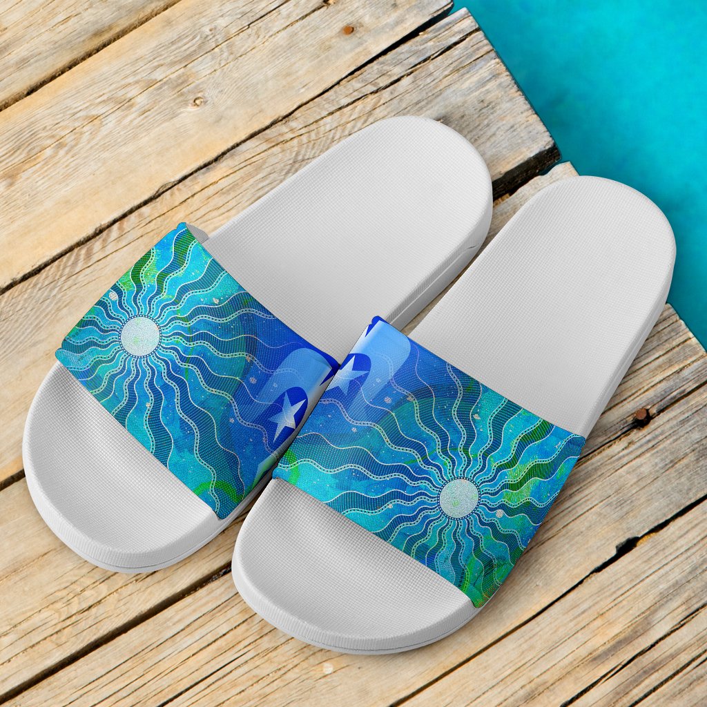 slide-sandals-torres-strait-islanders-flag-with-aboriginal-patterns-white