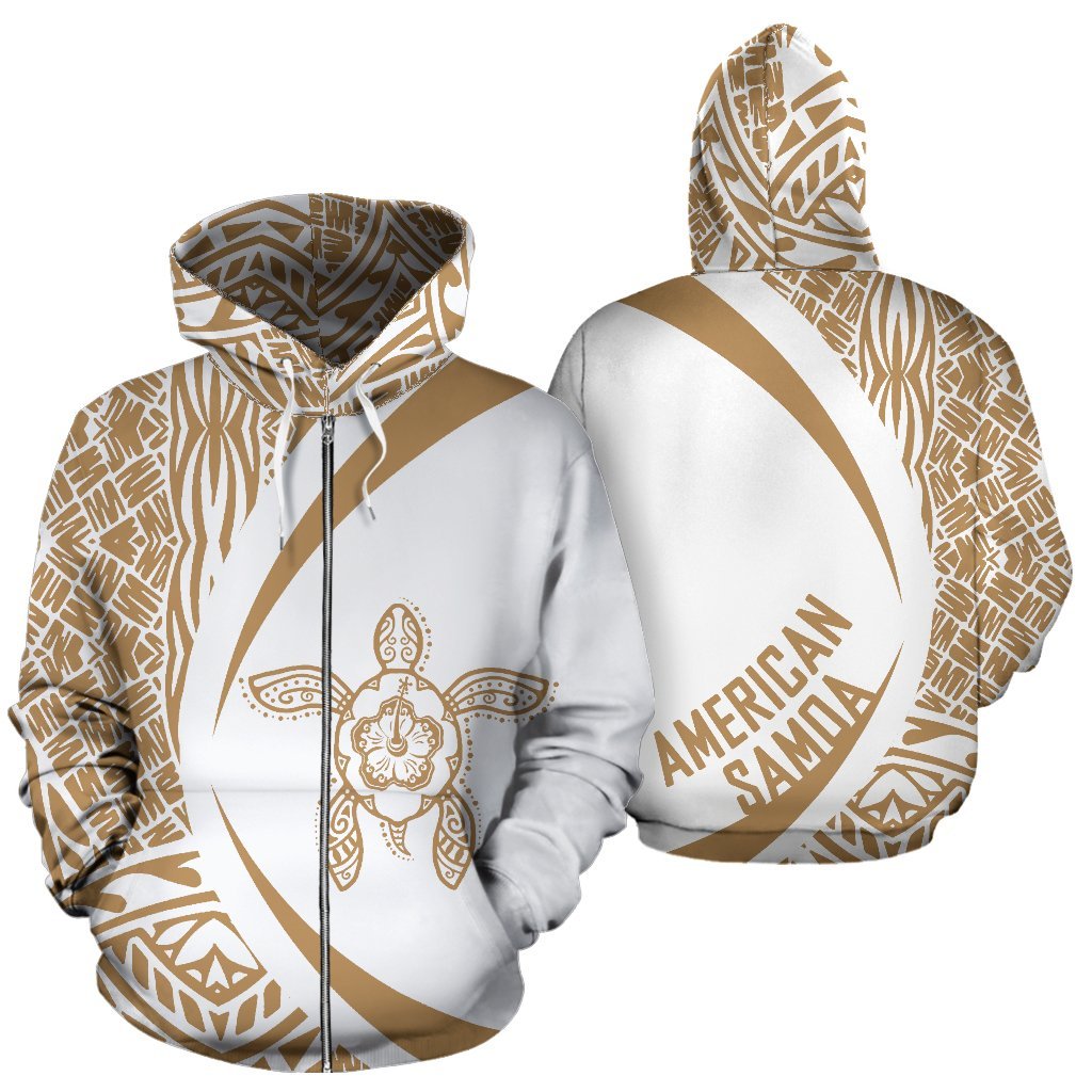 American Samoa Turtle Polynesian Zip Up Hoodie - Circle Style 05 - Vibe Hoodie Shop