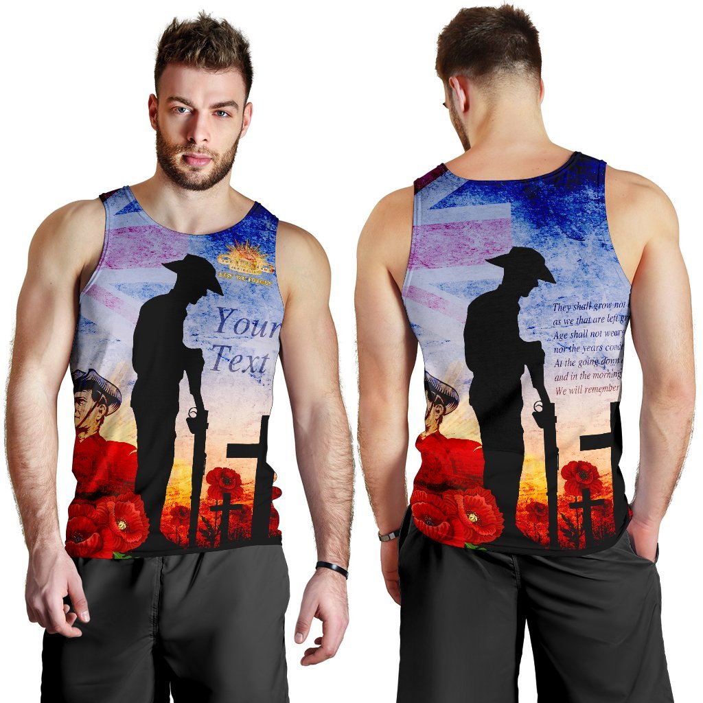 Custom ANZAC Men's Tank Top - ANZAC 2020 Lest We Forget The Australian Army - Vibe Hoodie Shop