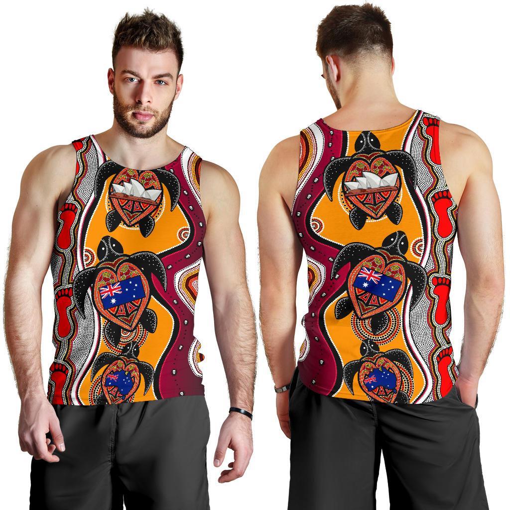 Tank Top - Turtle Tank Aboriginal Patterns - Men - Vibe Hoodie Shop