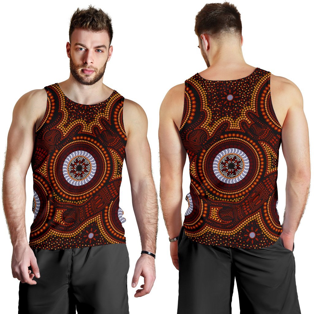 Aboriginal Men's Tank Top - Aboriginal Human Dot Painting Art - Vibe Hoodie Shop