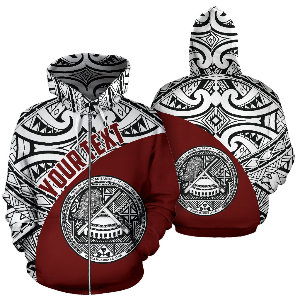 American Samoa Zip Hoodie Coat Of Arms Polynesian Wave (Custom) - Vibe Hoodie Shop