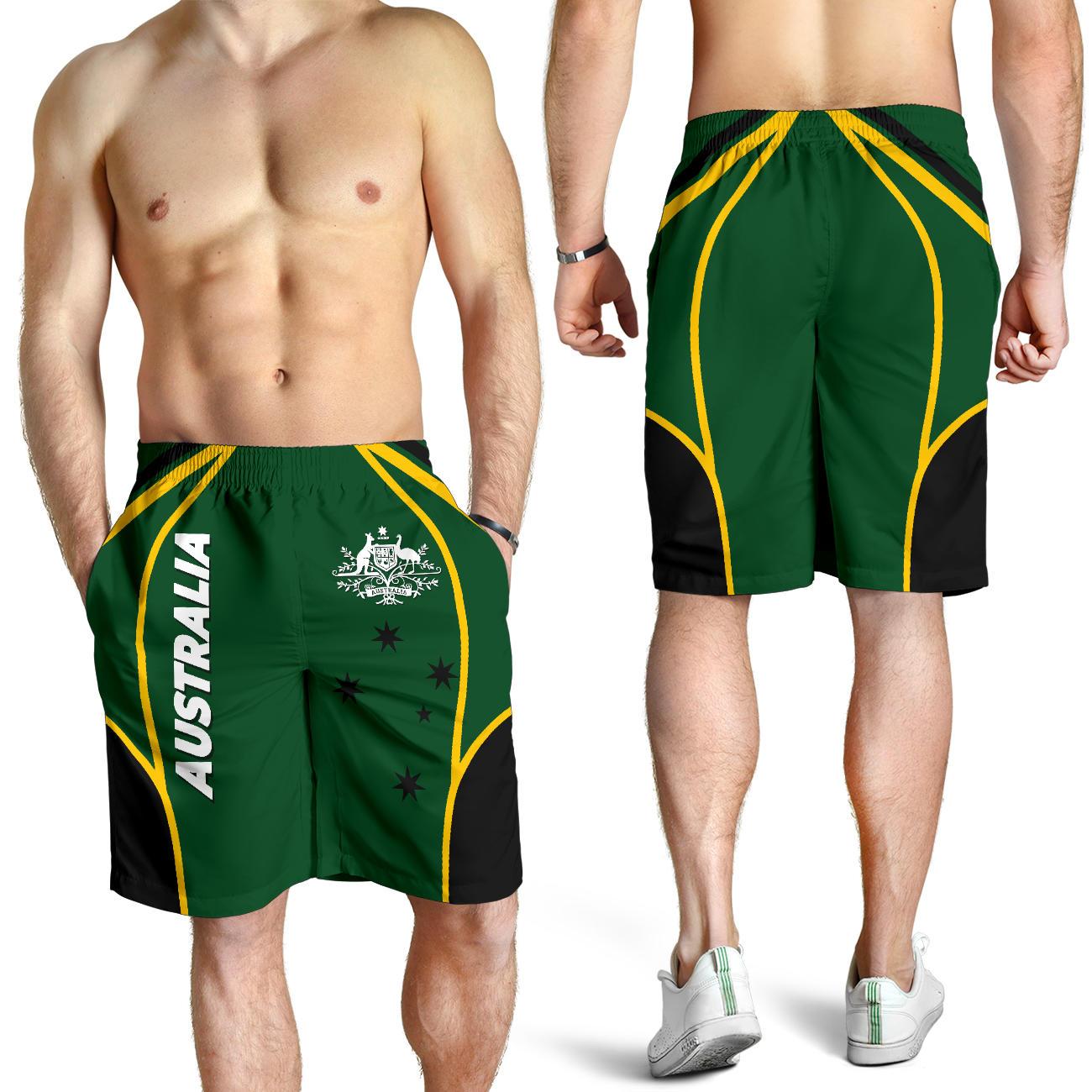 Men's Shorts - Australian Coat Of Arms (Green) Shorts - Vibe Hoodie Shop