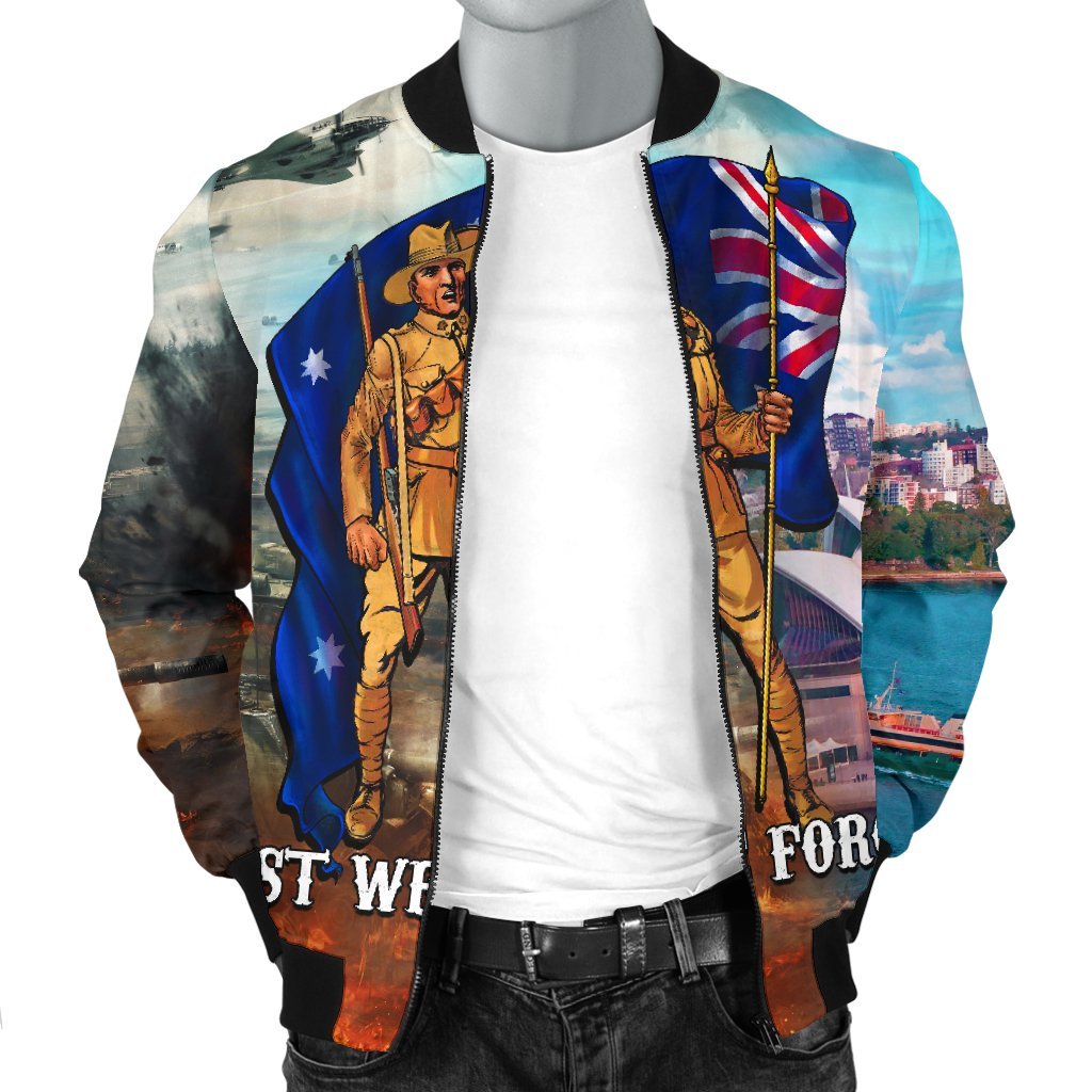 ANZAC Men's Bomber Jacket - Australian Soldier - Vibe Hoodie Shop