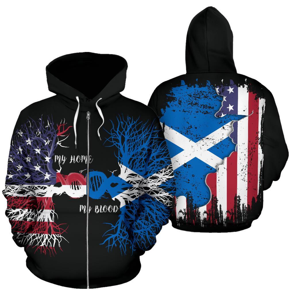 American Grown Scotland Root Dna Zip Hoodie - Vibe Hoodie Shop