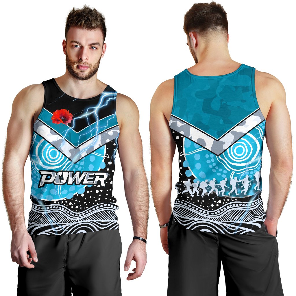 Power ANZAC Day Men Tank Top Port Adelaide Lighting - Vibe Hoodie Shop