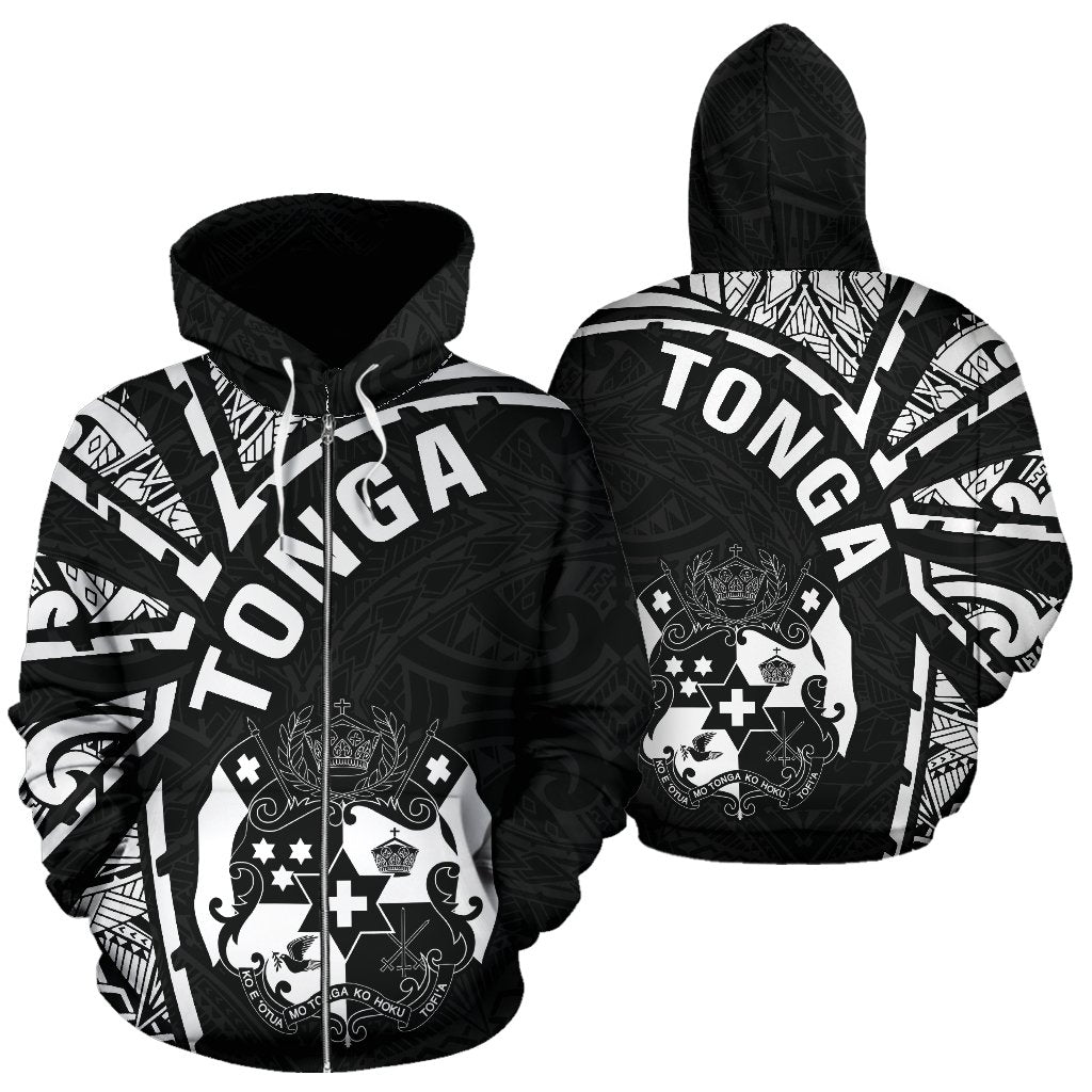 Zip Up Hoodie Tonga Polynesia - Tornado Style White - Vibe Hoodie Shop