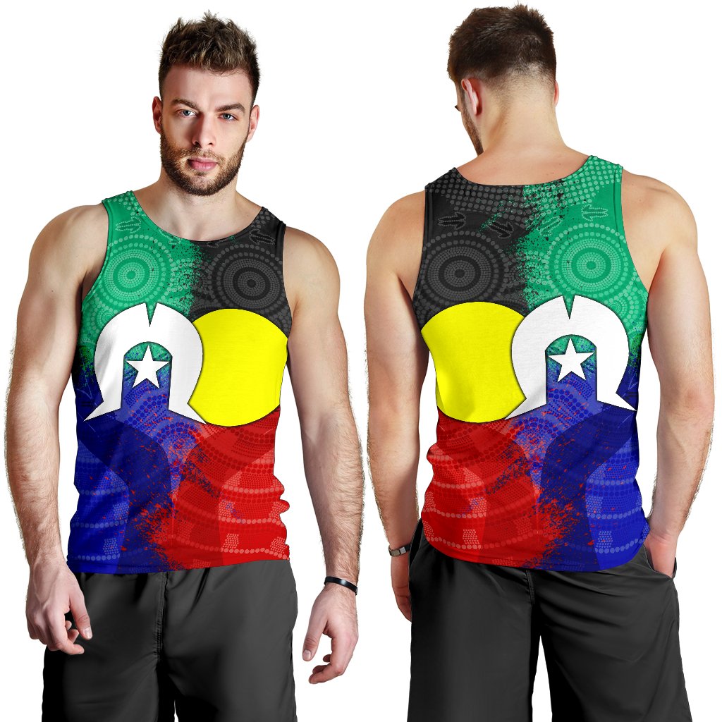 Aboriginal Men's Tank Top, Australia NAIDOC Week Indigenous Flag Style - Vibe Hoodie Shop