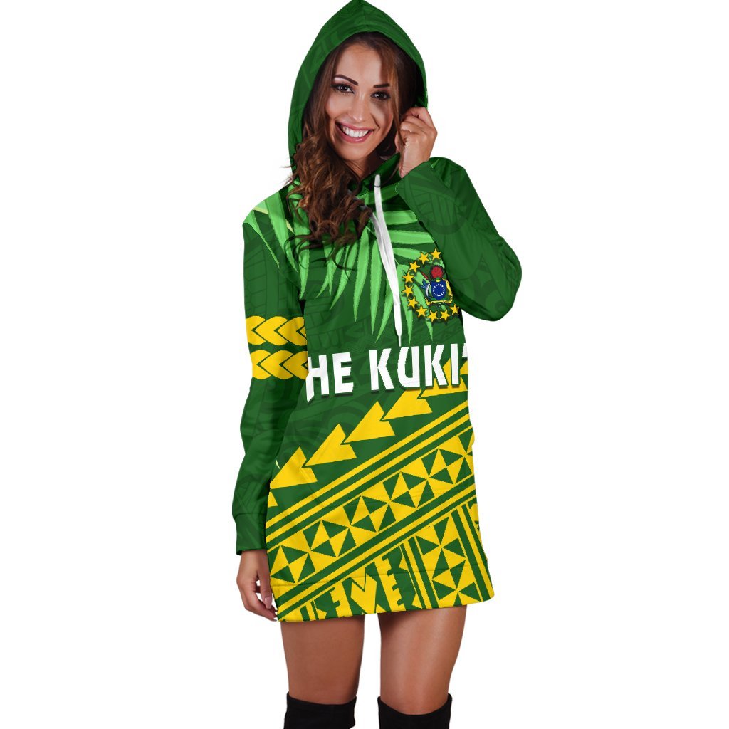 Cook Islands Rugby Women Hoodie Dress Coconut Leaves - The Kuki's - Vibe Hoodie Shop