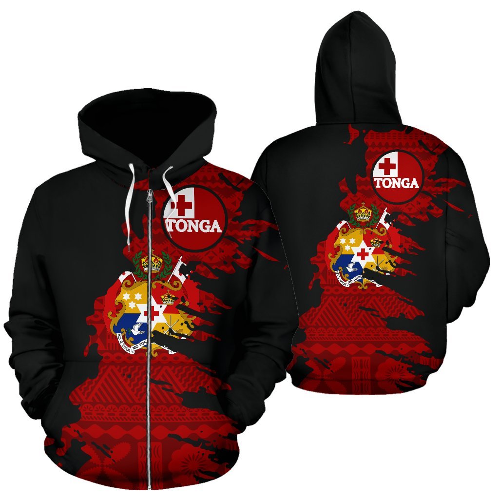 Tonga Hoodie Painting Tapa Zip Up - Vibe Hoodie Shop