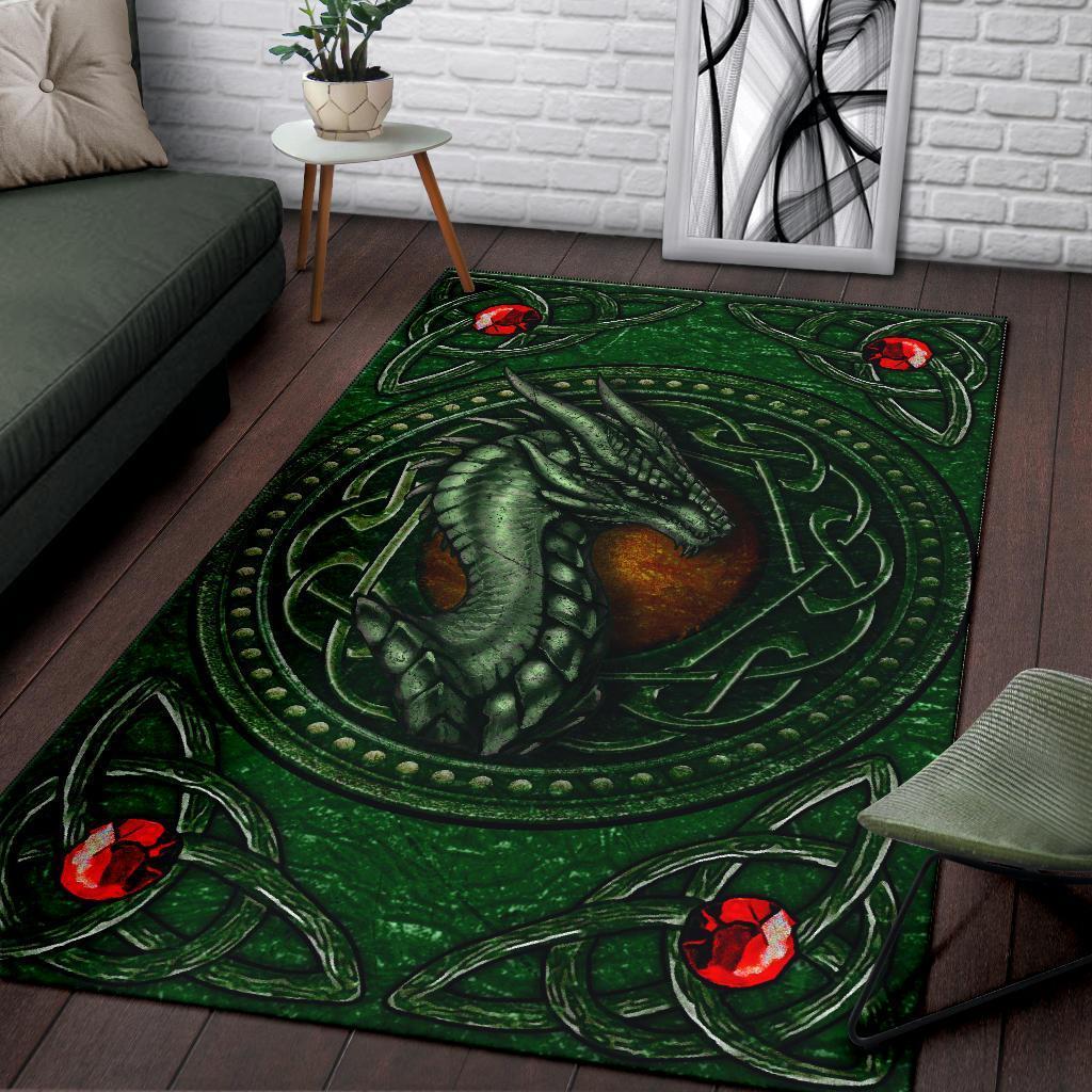 Celtic Dragon With Celtic Knot Area Rug (Red) - Vibe Hoodie Shop