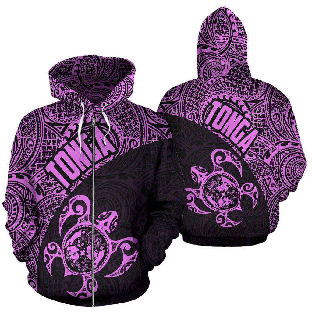 Zip Up Hoodie Tonga Coat Of Arms Turtle Polynesian Pattern 05 - Vibe Hoodie Shop