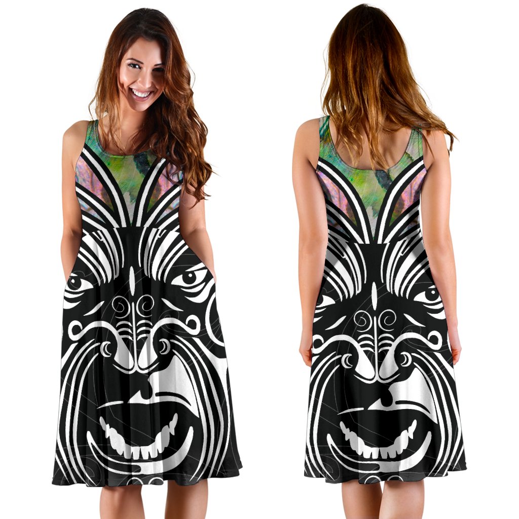 new-zealand-paua-shell-with-maori-face-women-midi-dress