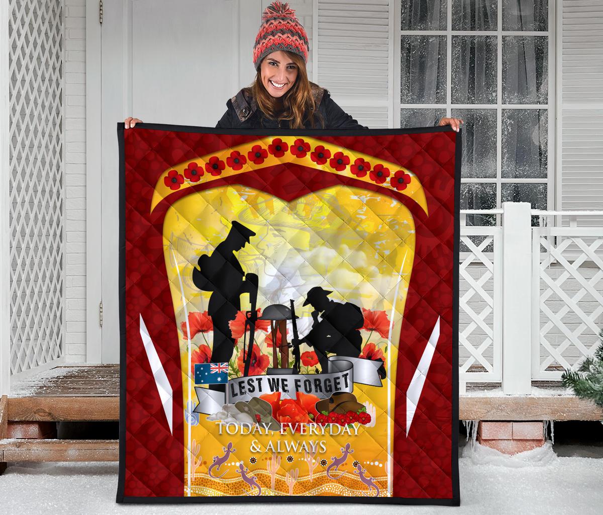 ANZAC Premium Quilt - Lest We Forget Aboriginal Version - Vibe Hoodie Shop