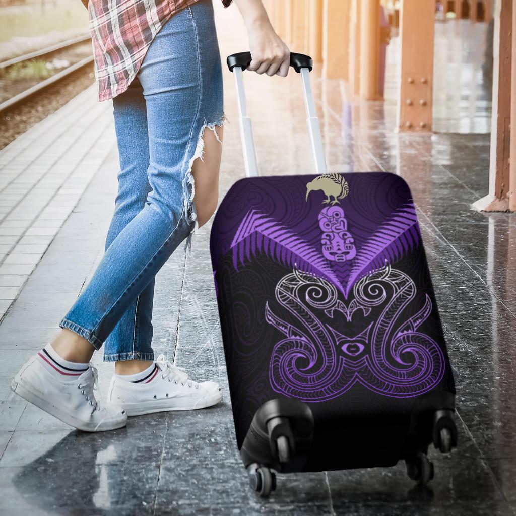 Maori Manaia New Zealand Luggage Covers Purple - Vibe Hoodie Shop