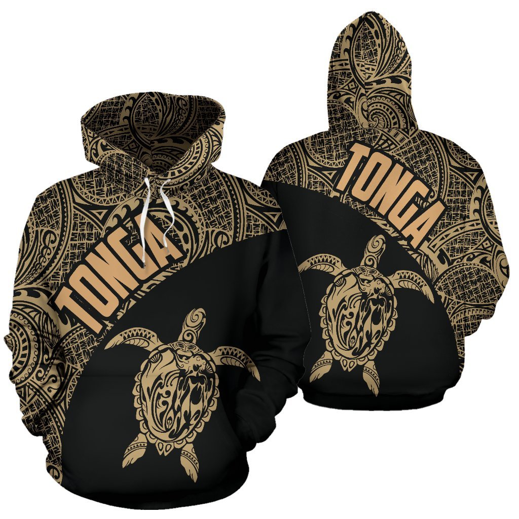 Hoodie Tonga Turtle Mermaid Polynesian Wave - Gold Version - Vibe Hoodie Shop