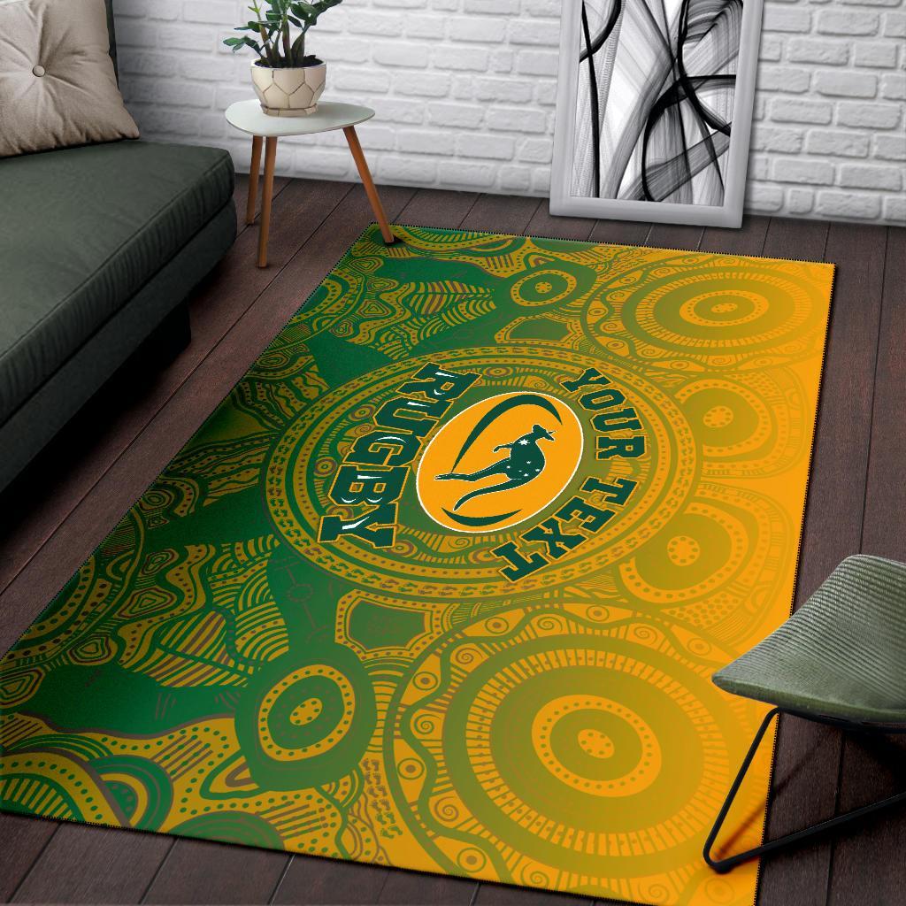 Custom Aboriginal Area Rug, Australia Rugby and Coat Of Arms - Vibe Hoodie Shop