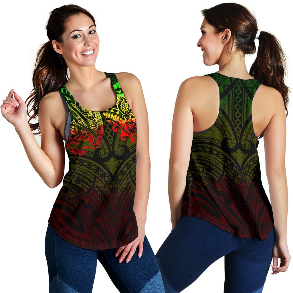 New Zealand Women's Racerback Tank, Maori Polynesian Tattoo Reggage - Vibe Hoodie Shop