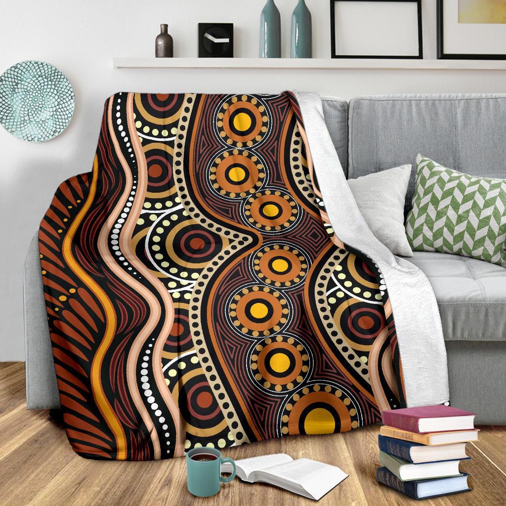 Aboriginal Premium Blanket - Indegenous Dot Painting Art - Vibe Hoodie Shop