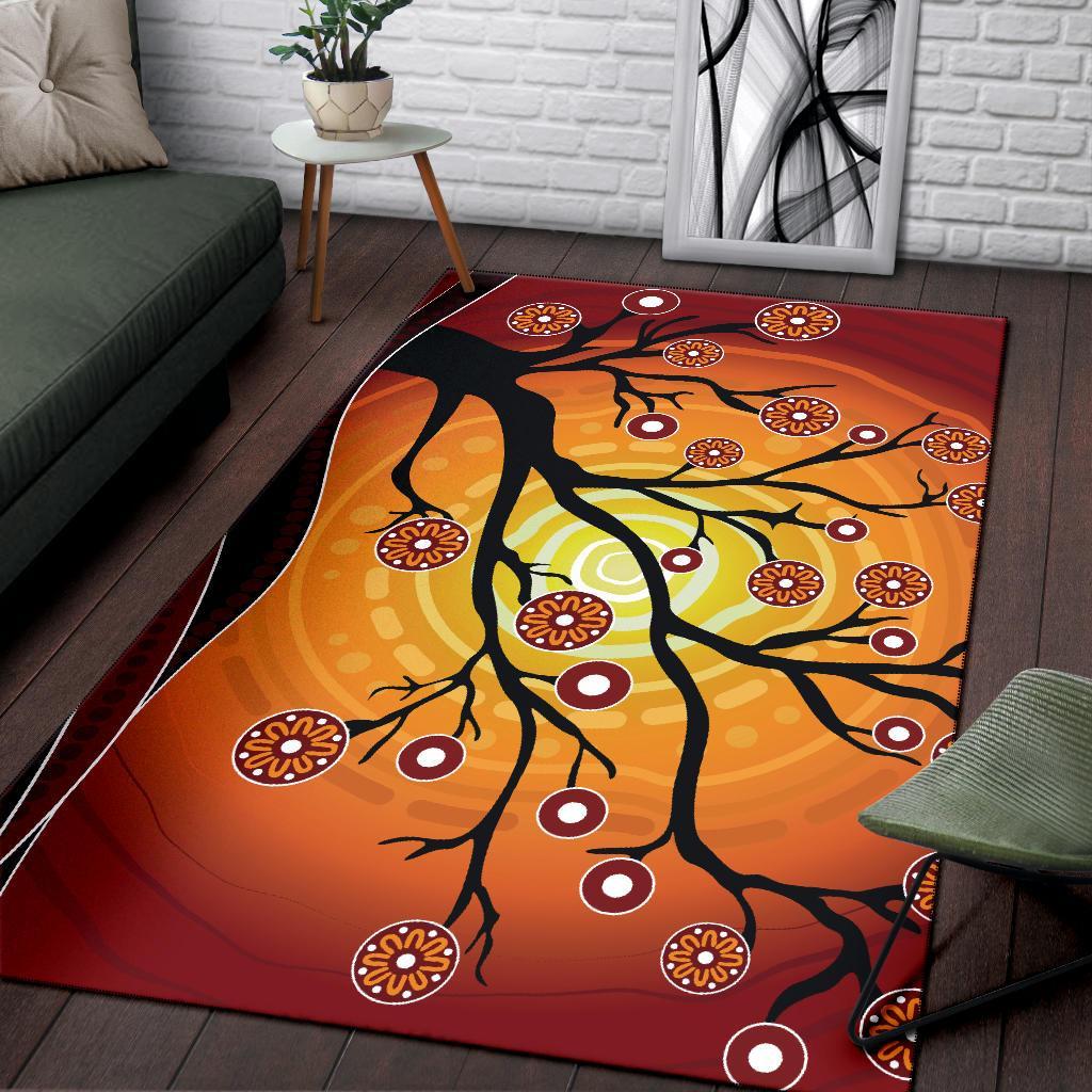 Aboriginal Area Rug - Tree In Spring Season - Vibe Hoodie Shop