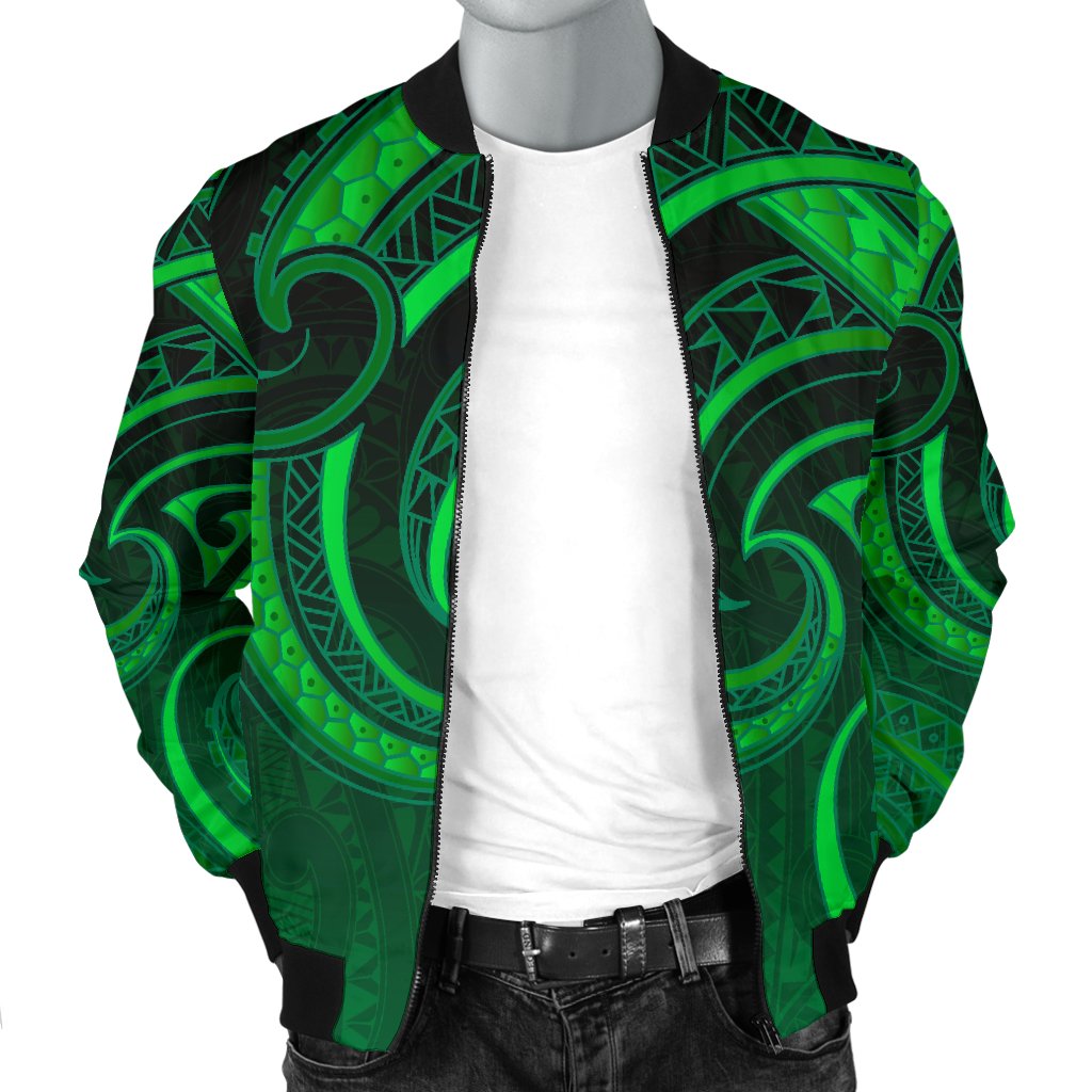 New Zealand Maori Mangopare Men Bomber Jacket Polynesian - Green - Vibe Hoodie Shop