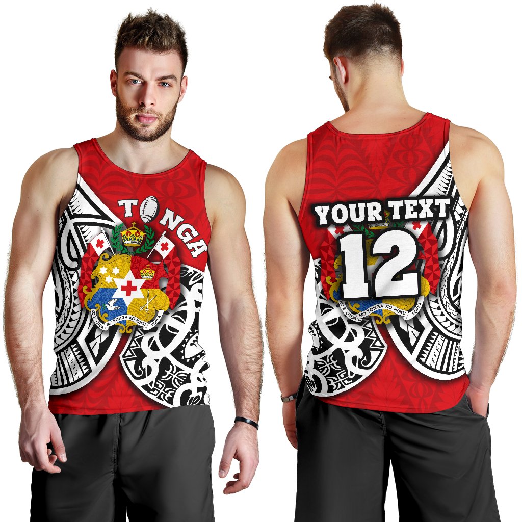 (Custom Personalised) Tonga Rugby Men's Tank Top Polynesian Style - Vibe Hoodie Shop