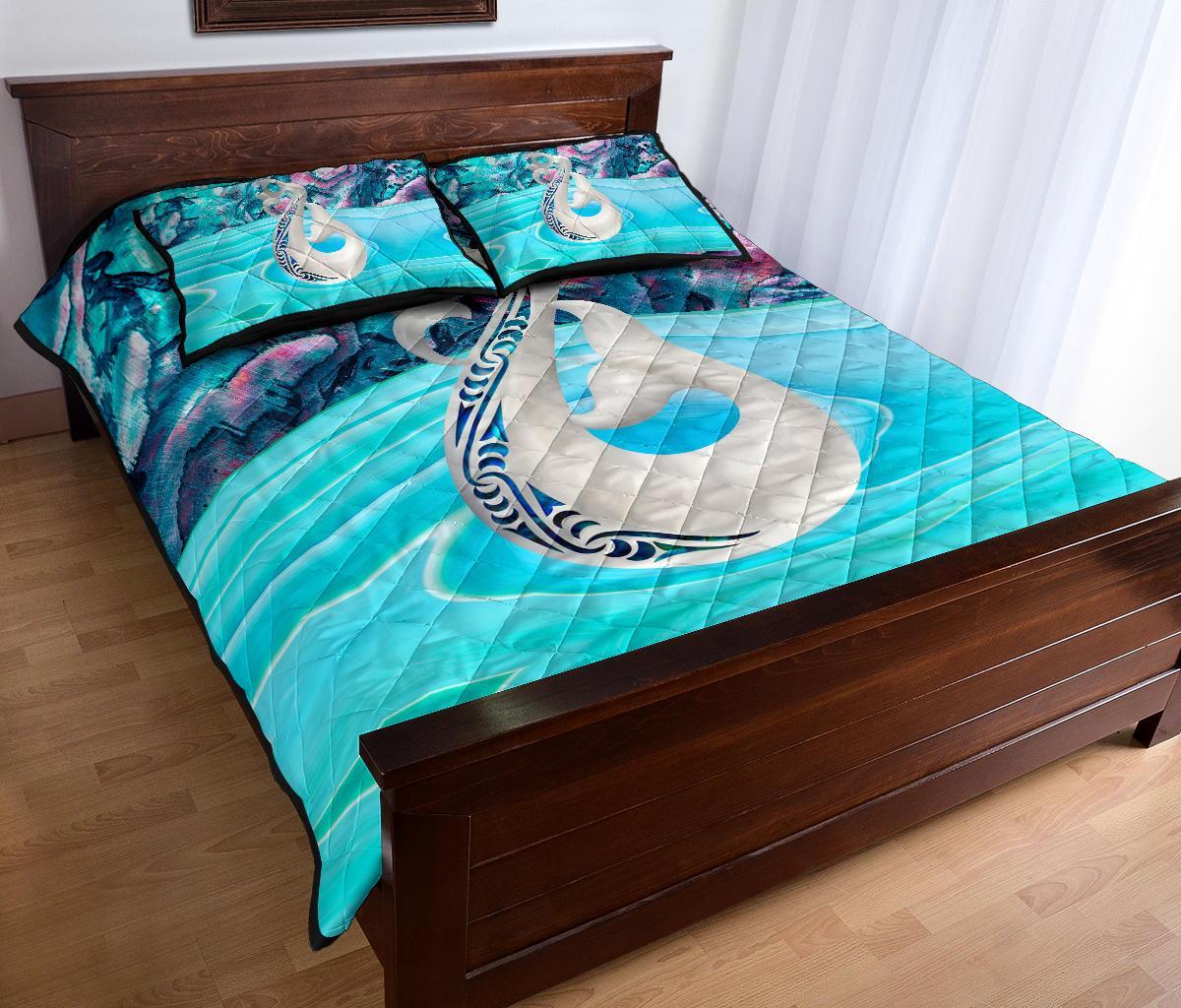 New Zealand Quilt Bed Set, Maori Manaia And Paua Shell Quilt Pillow Cover - Vibe Hoodie Shop