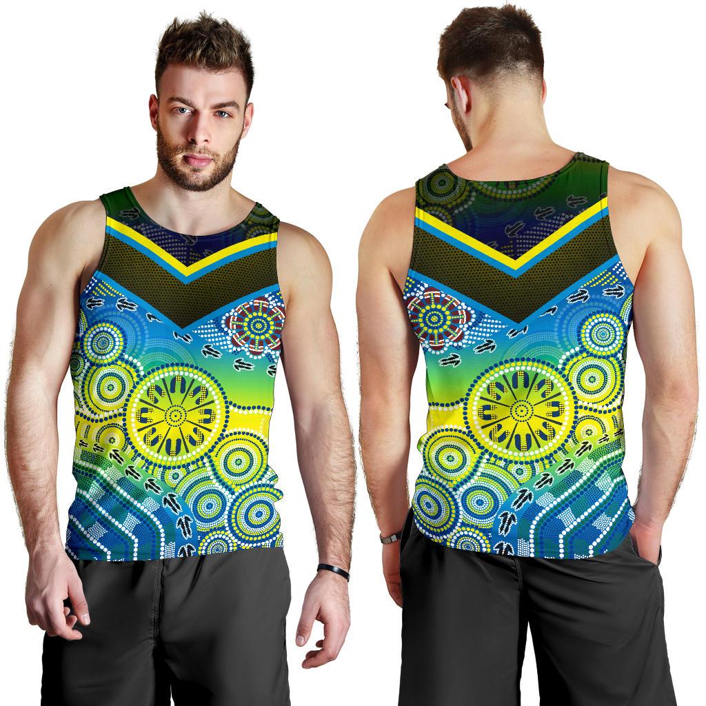 Aboriginal Tank Top - Dot Painting Indigenous Circle Patterns - Vibe Hoodie Shop